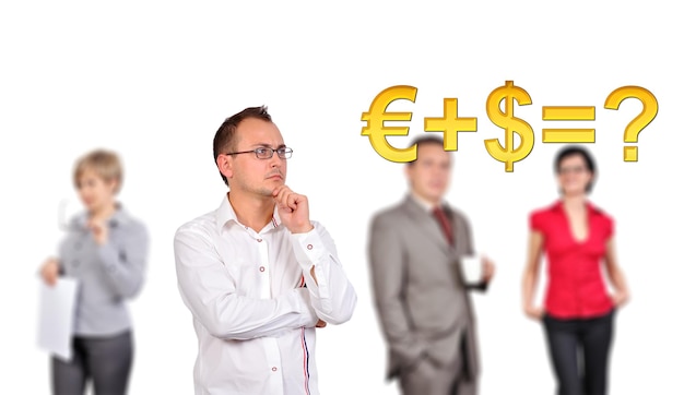 A split image showing on one side a confused taxpayer with question marks around them, and on the other side a confident taxpayer filling out tax forms accurately. This illustrates the contrast between being unprepared and being knowledgeable about cryptocurrency tax guidelines.