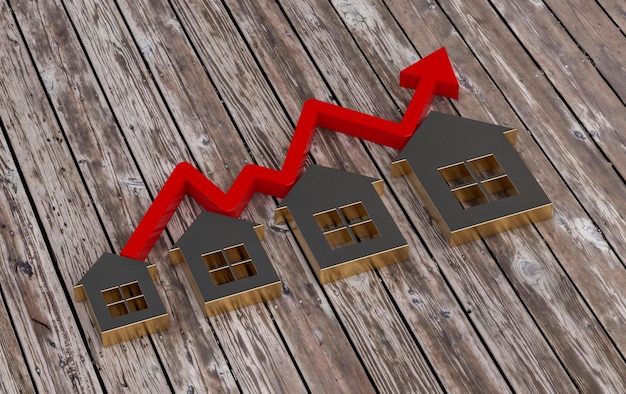 A split image showing a house on one side with a rising mortgage rate graph and a business on the other with a graph of increased borrowing costs, illustrating the impact on both consumers and businesses.